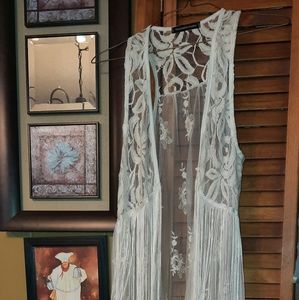 You are not alone fringe sheer robe sz M